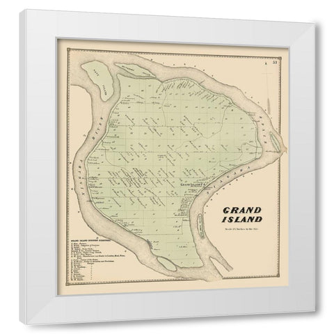 Grand Island New York Landowner - Stone 1866 White Modern Wood Framed Art Print by Stone