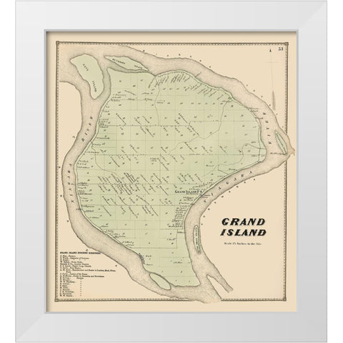 Grand Island New York Landowner - Stone 1866 White Modern Wood Framed Art Print by Stone