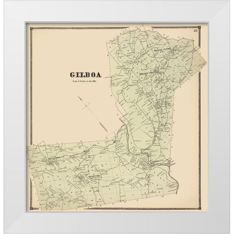 Gilboa New York Landowner - Stone 1866 White Modern Wood Framed Art Print by Stone