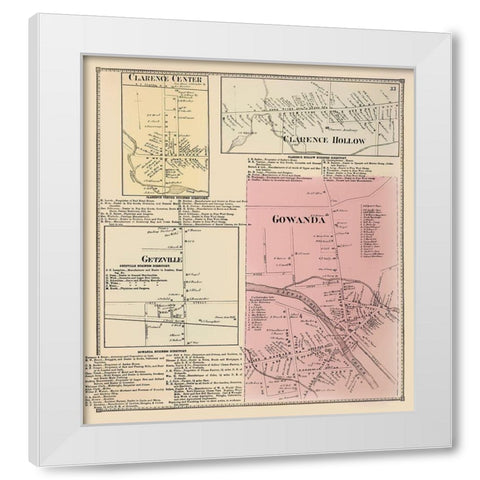 Gowanda New York Landowner - Stone 1866 White Modern Wood Framed Art Print by Stone