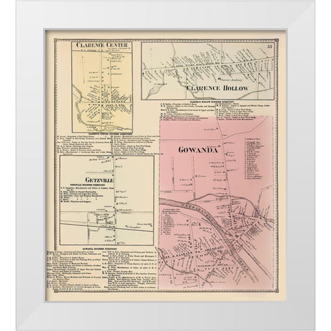 Gowanda New York Landowner - Stone 1866 White Modern Wood Framed Art Print by Stone
