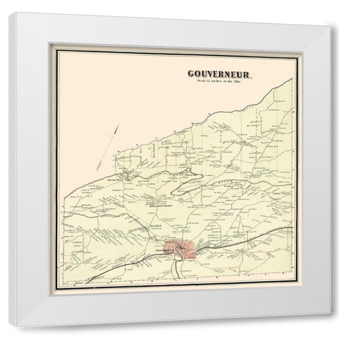 Gouverneur New York Landowner - Stone 1865 White Modern Wood Framed Art Print by Stone