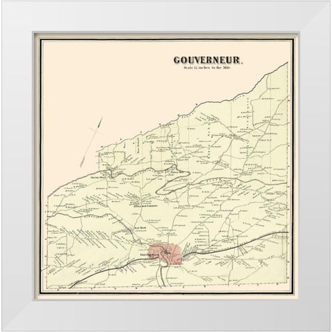 Gouverneur New York Landowner - Stone 1865 White Modern Wood Framed Art Print by Stone