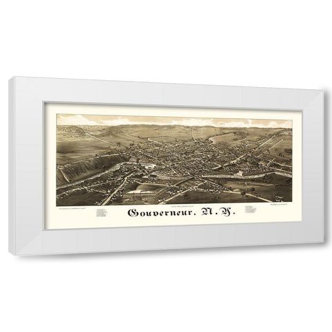 Gouverneur New York - Burleigh 1885  White Modern Wood Framed Art Print by Burleigh