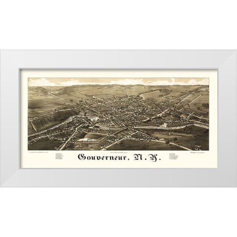 Gouverneur New York - Burleigh 1885  White Modern Wood Framed Art Print by Burleigh