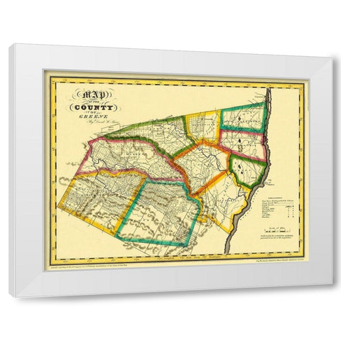 Greene New York Landowner - Burr 1829 White Modern Wood Framed Art Print by Burr