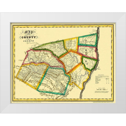 Greene New York Landowner - Burr 1829 White Modern Wood Framed Art Print by Burr