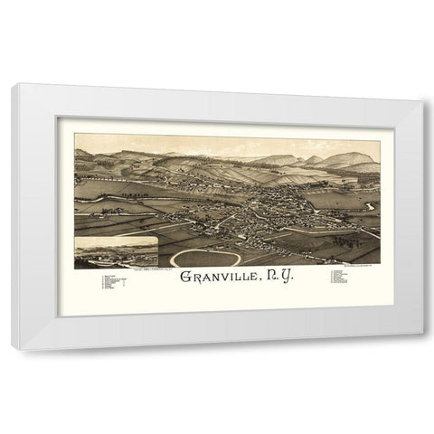 Granville New York - Burleigh 1886  White Modern Wood Framed Art Print by Burleigh