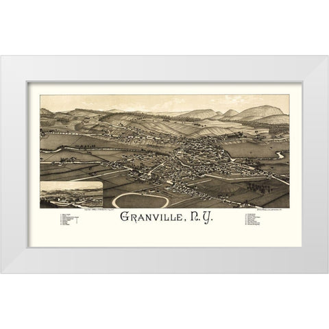 Granville New York - Burleigh 1886  White Modern Wood Framed Art Print by Burleigh