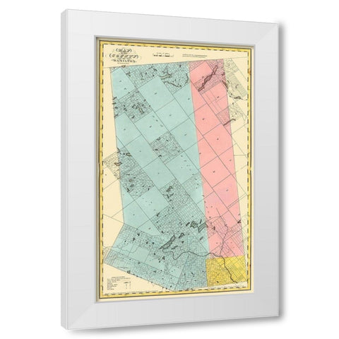 Hamilton New York Landowner - Burr 1829 White Modern Wood Framed Art Print by Burr