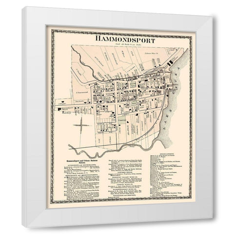 Hammondsport New York Landowner - Beers 1873 White Modern Wood Framed Art Print by Beers