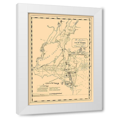 New York Harbor - Blunt 1827 White Modern Wood Framed Art Print by Blunt