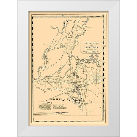 New York Harbor - Blunt 1827 White Modern Wood Framed Art Print by Blunt