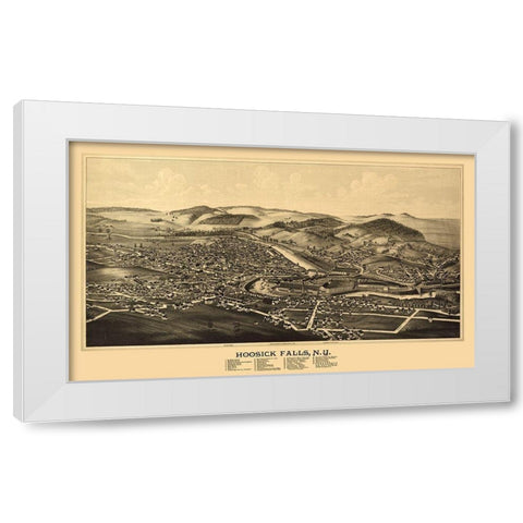 Hoosick Falls New York - Burleigh 1889  White Modern Wood Framed Art Print by Burleigh