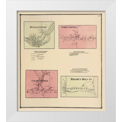 Hinmansville New York Landowner - Stone 1866 White Modern Wood Framed Art Print by Stone