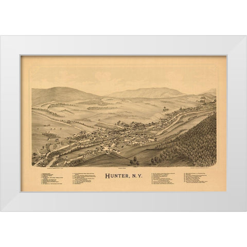 Hunter New York - Burleigh 1890  White Modern Wood Framed Art Print by Burleigh