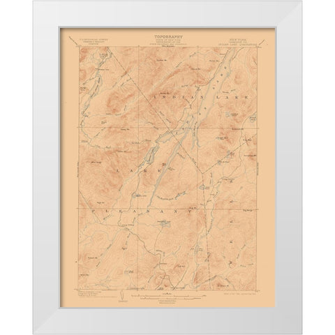 Indian Lake New York Quad - USGS 1902 White Modern Wood Framed Art Print by USGS