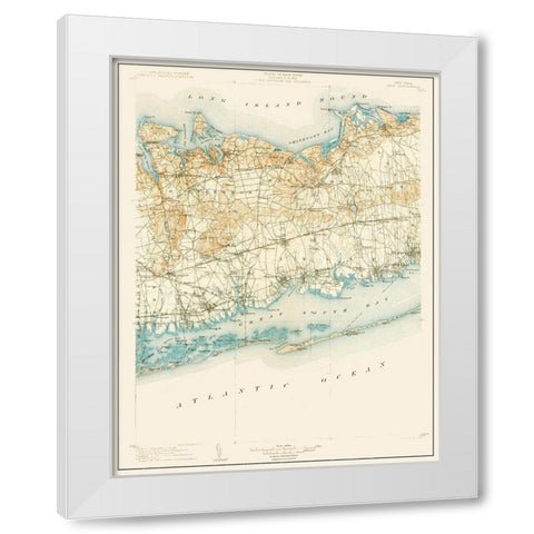Islip New York Quad - USGS 1904 White Modern Wood Framed Art Print by USGS