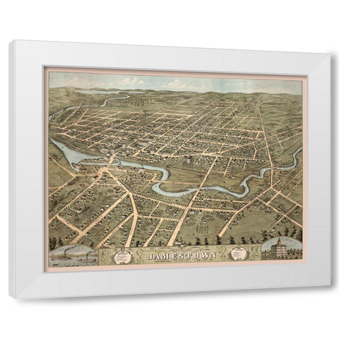 Jamestown New York -1871 White Modern Wood Framed Art Print by Unknown