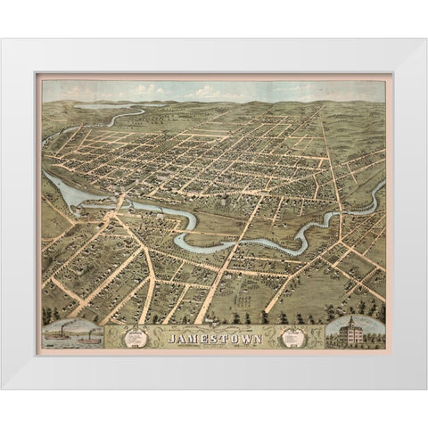 Jamestown New York -1871 White Modern Wood Framed Art Print by Unknown