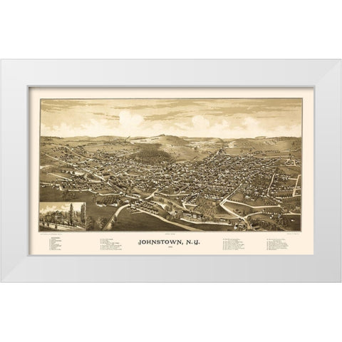 Johnstown New York - Burleigh 1888  White Modern Wood Framed Art Print by Burleigh