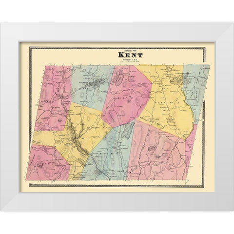 Kent New York Landowner - Beers 1868 White Modern Wood Framed Art Print by Beers