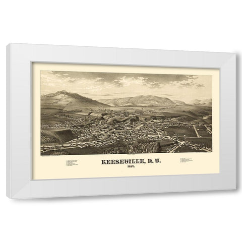 Keeseville New York - Burleigh 1887  White Modern Wood Framed Art Print by Burleigh