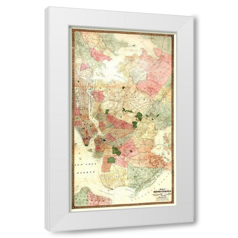 Kings New York Landowner - Dripps 1890 White Modern Wood Framed Art Print by Dripps