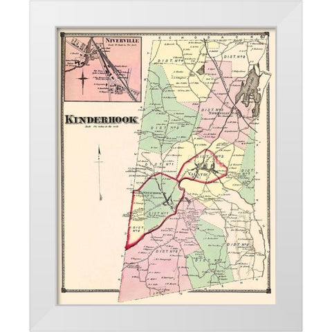 Kinderhook New York Landowner - Beers 1873 White Modern Wood Framed Art Print by Beers