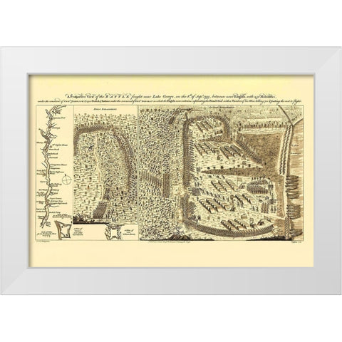 Lake George Battle White Modern Wood Framed Art Print by JEFFERYS
