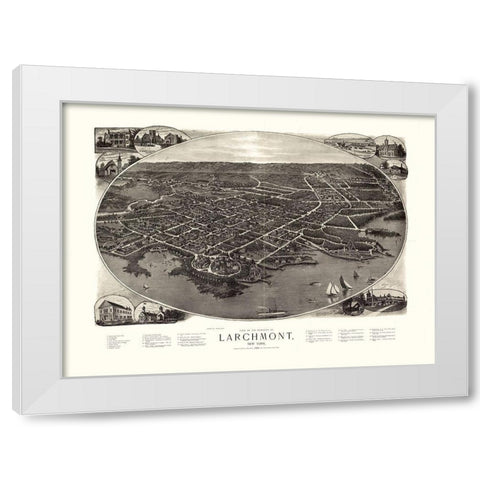 Larchmont New York - Bailey 1904  White Modern Wood Framed Art Print by Bailey