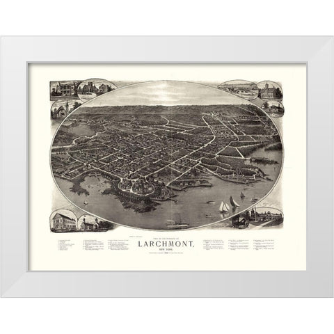 Larchmont New York - Bailey 1904  White Modern Wood Framed Art Print by Bailey