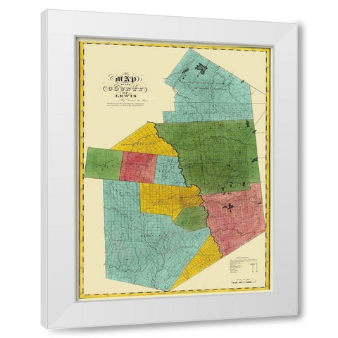 Lewis New York Landowner - Burr 1829 White Modern Wood Framed Art Print by Burr