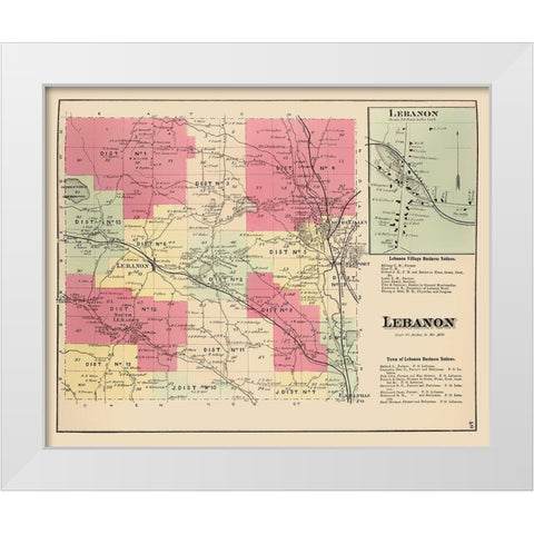 Lebanon New York Landowner - Whitman 1875 White Modern Wood Framed Art Print by Whitman