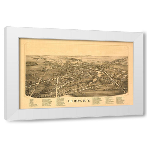 Le Roy New York - Burleigh 1892  White Modern Wood Framed Art Print by Burleigh