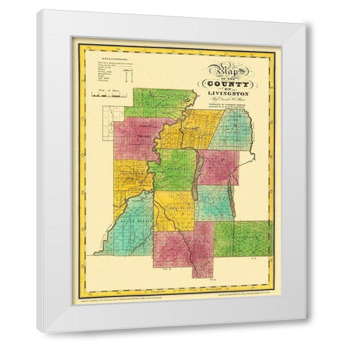 Livingston New York Landowner - Burr 1829 White Modern Wood Framed Art Print by Burr
