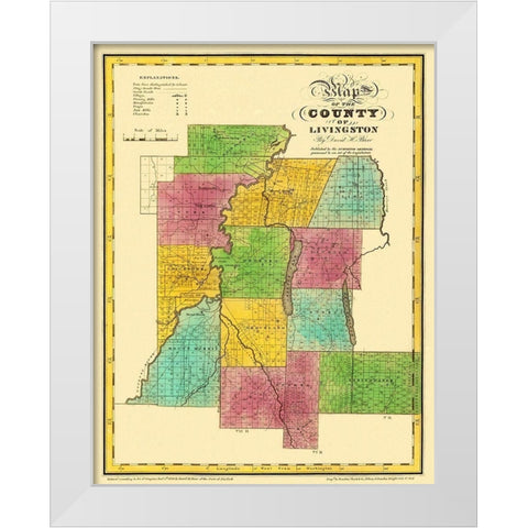 Livingston New York Landowner - Burr 1829 White Modern Wood Framed Art Print by Burr