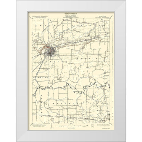 Lockport New York Quad - USGS 1902 White Modern Wood Framed Art Print by USGS
