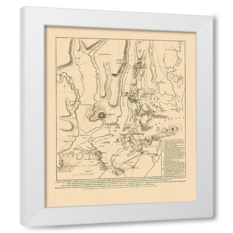 Battle of Long Island - Faden 1776 White Modern Wood Framed Art Print by Faden
