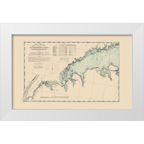 Long Island Sound, New York to Norwalk - Hurd 1893 White Modern Wood Framed Art Print by Hurd