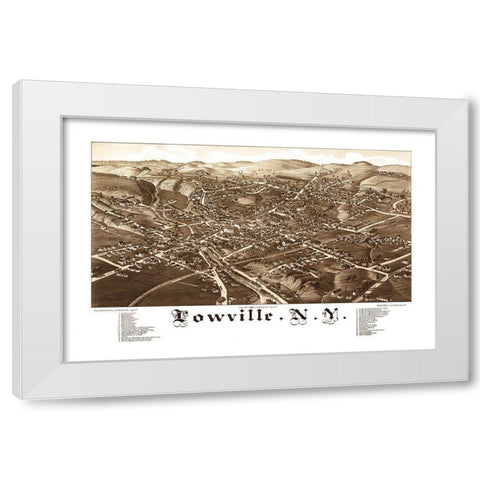Lowville New York - Burleigh 1885  White Modern Wood Framed Art Print by Burleigh