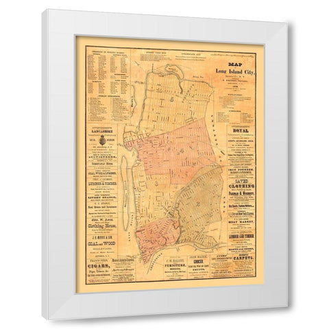 Long Island New York - Whitney 1876  White Modern Wood Framed Art Print by Whitney