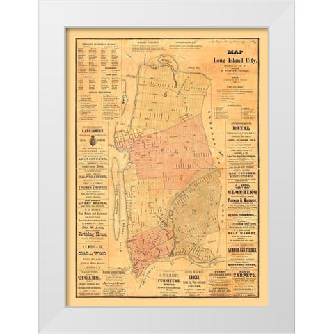 Long Island New York - Whitney 1876  White Modern Wood Framed Art Print by Whitney