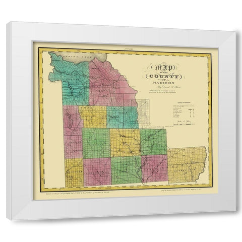 Madison New York Landowner - Burr 1829 White Modern Wood Framed Art Print by Burr