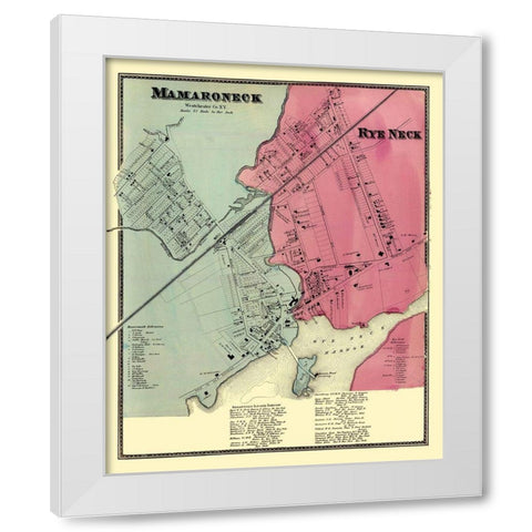 Mamaroneck, Rye Neck New York Landowner White Modern Wood Framed Art Print by Beers