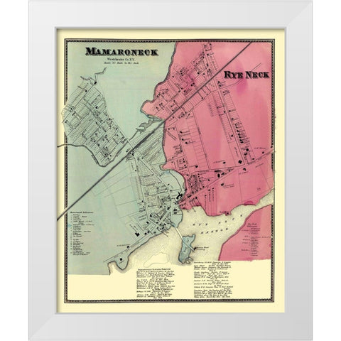 Mamaroneck, Rye Neck New York Landowner White Modern Wood Framed Art Print by Beers