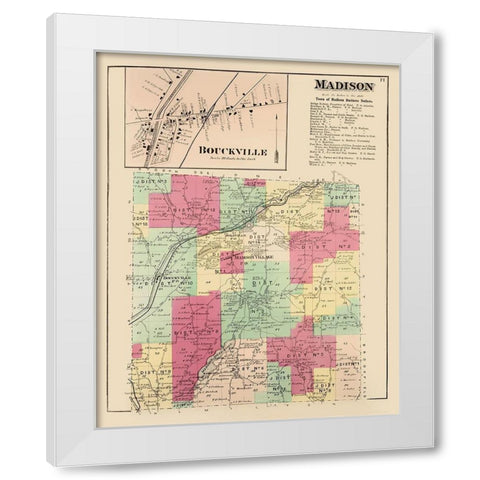 Madison New York Landowner - Whitman 1875 White Modern Wood Framed Art Print by Whitman