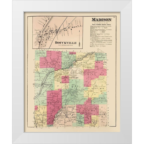 Madison New York Landowner - Whitman 1875 White Modern Wood Framed Art Print by Whitman