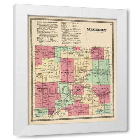 Macedon New York Landowner - Beers 1874 White Modern Wood Framed Art Print by Beers