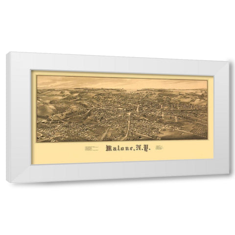 Malone New York - Burleigh 1886  White Modern Wood Framed Art Print by Burleigh